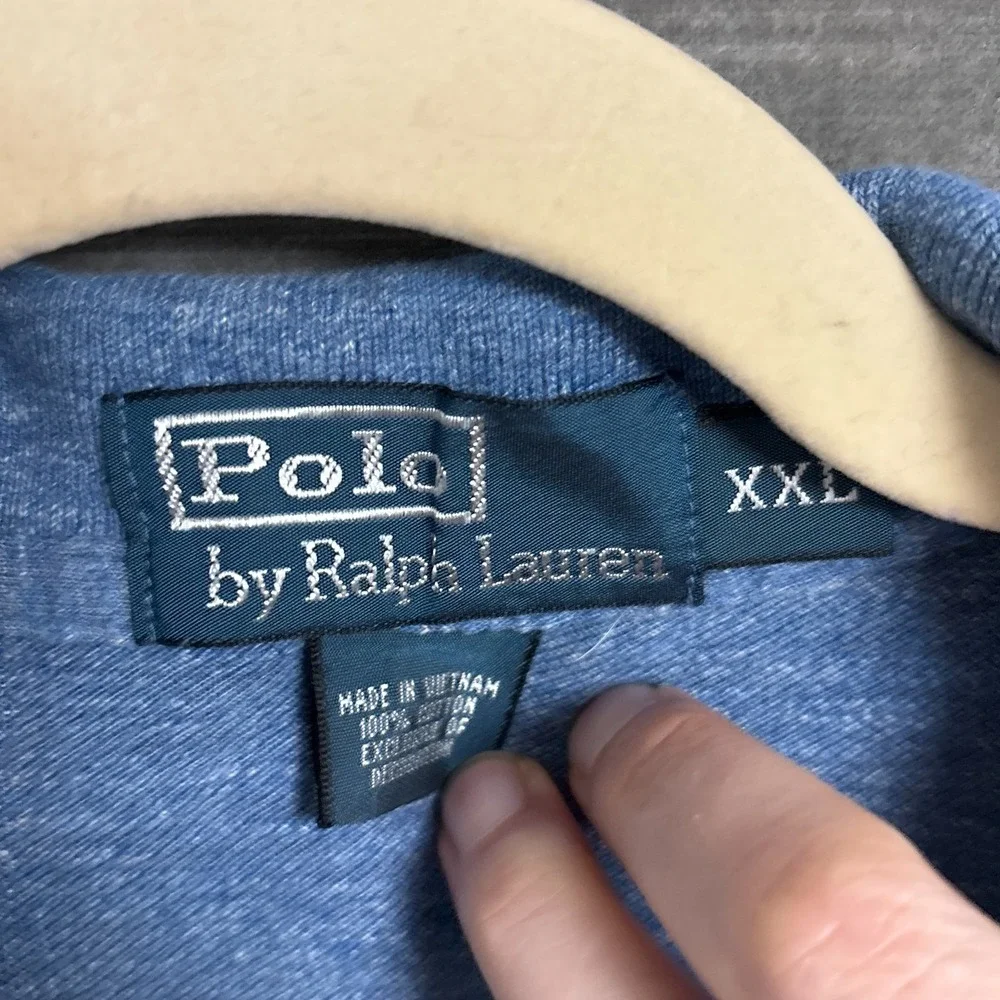 Vintage Polo Ralph Lauren‎ Polo Shirt XXL Blue Long Sleeve Cotton Big Casual